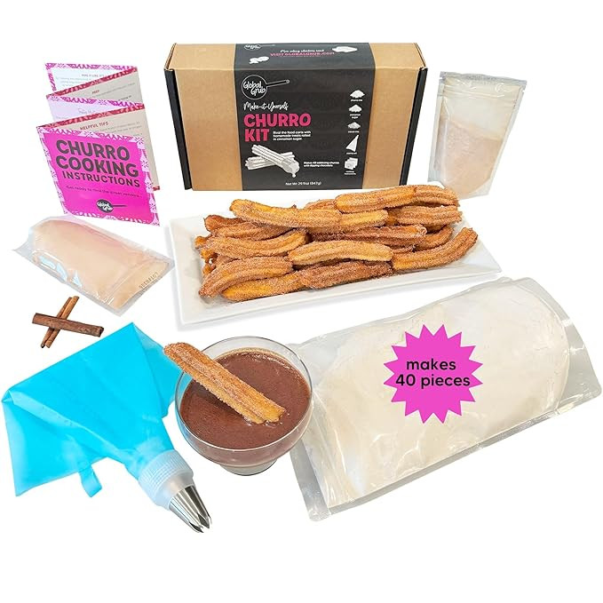 Global Grub DIY Churro Kit - Homemade Churro Kit Includes Churro Mix, Cinnamon Sugar, Chocolate D... | Amazon (US)