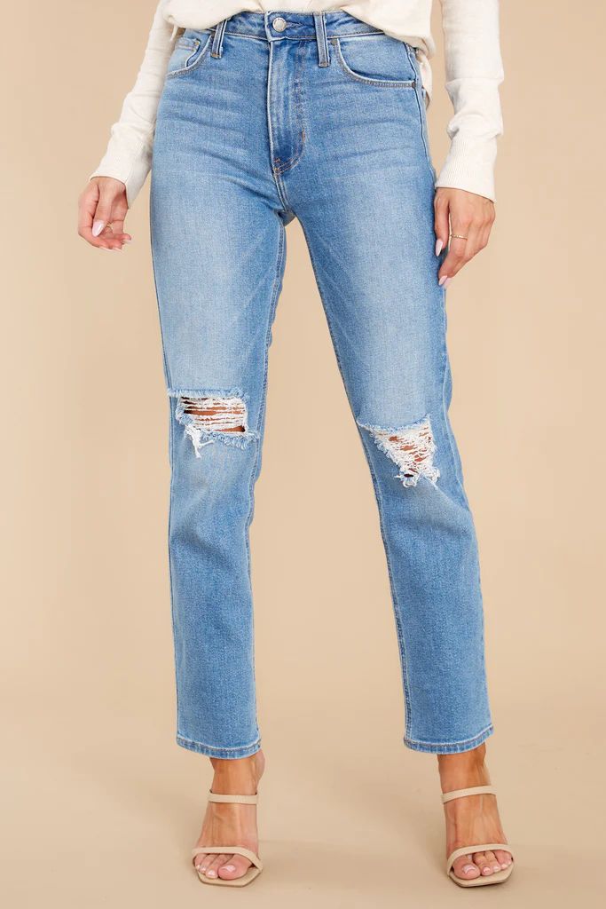 All Of Me Light Wash Distressed Straight Jeans | Red Dress 