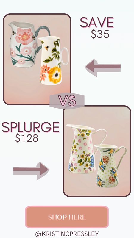 Save vs splurge. McKenzie Childs dupes. Home savings. Spring home Decour.

#LTKhome #LTKunder50 #LTKSeasonal