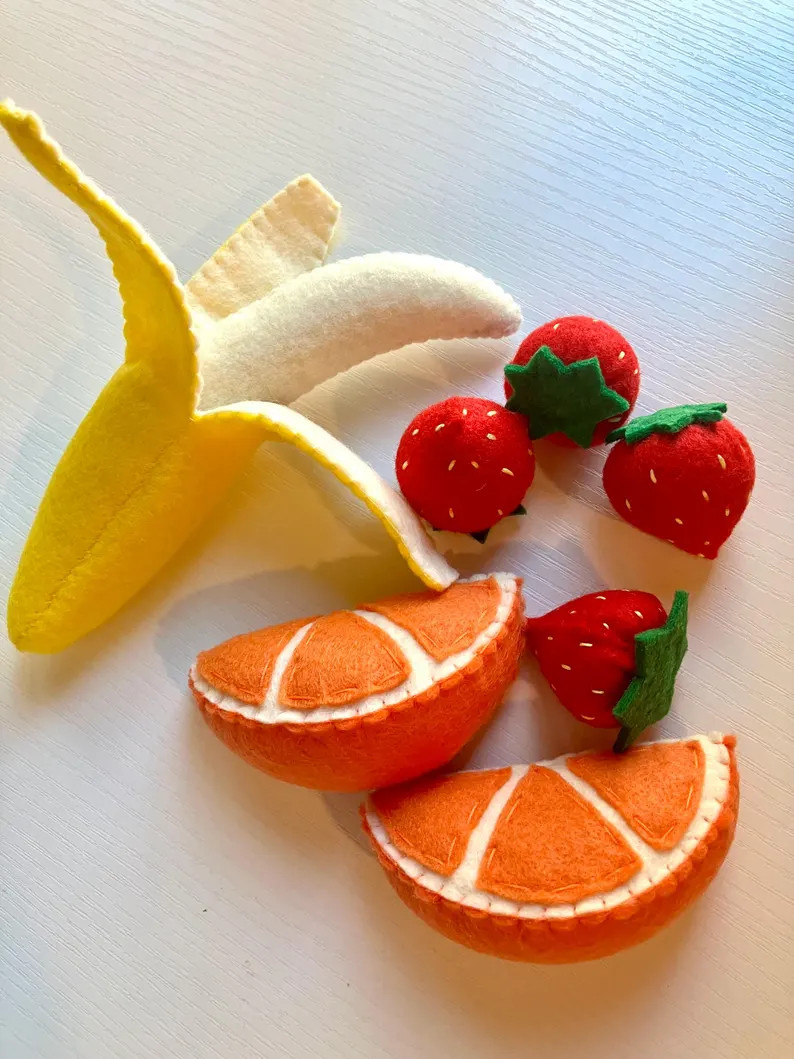 Felt Fruits Set | Strawberries | Oranges | Banana | Felt Breakfast | Healthy Food Toy | Pretend P... | Etsy (US)