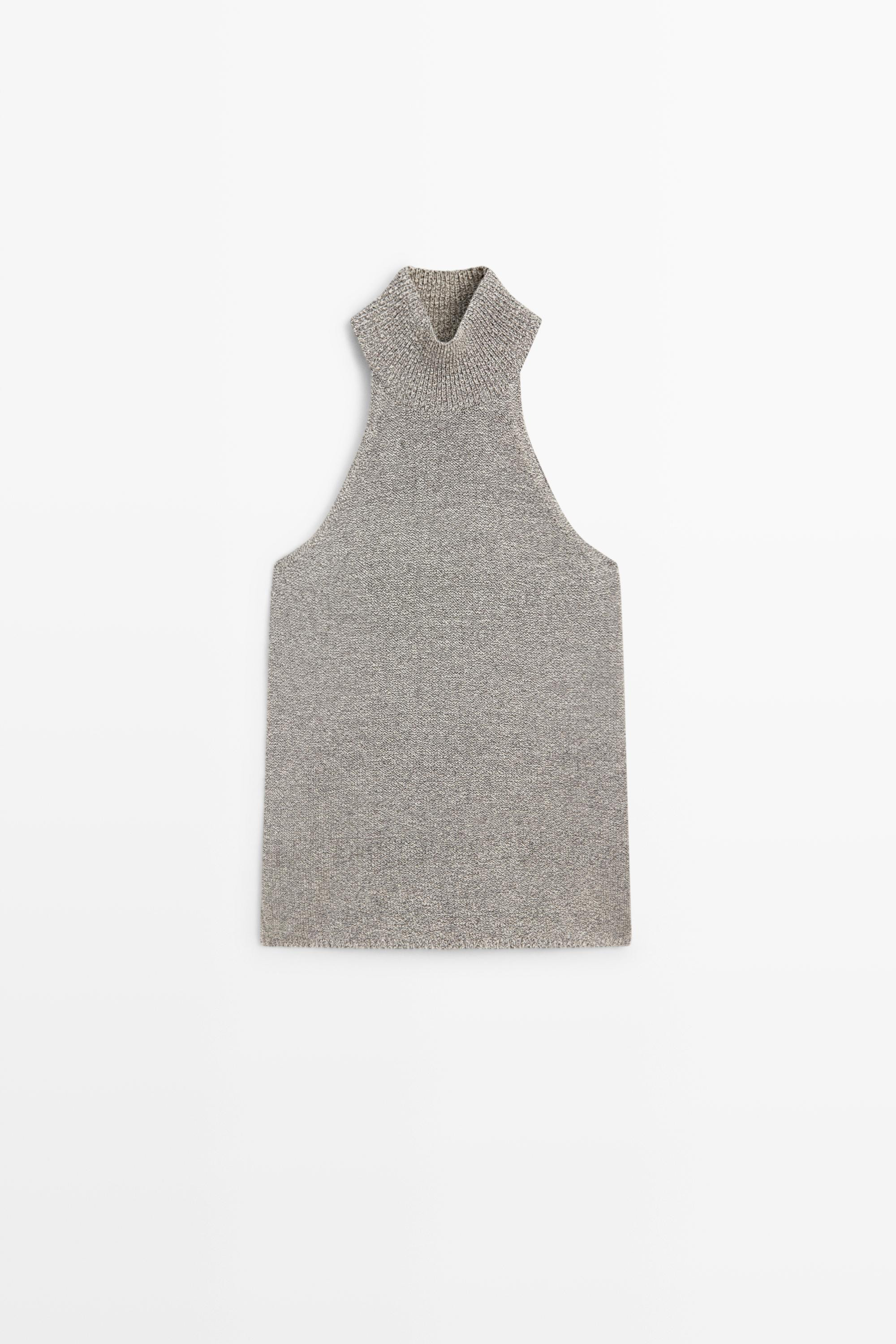 Halterneck knit top | Massimo Dutti UK