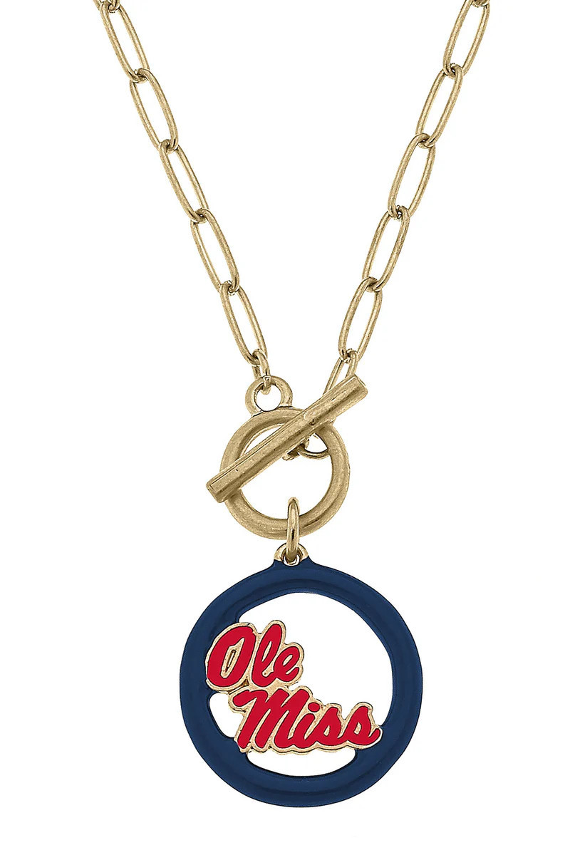 Ole Miss Rebels Logo Enamel T-Bar 16" Necklace | CANVAS