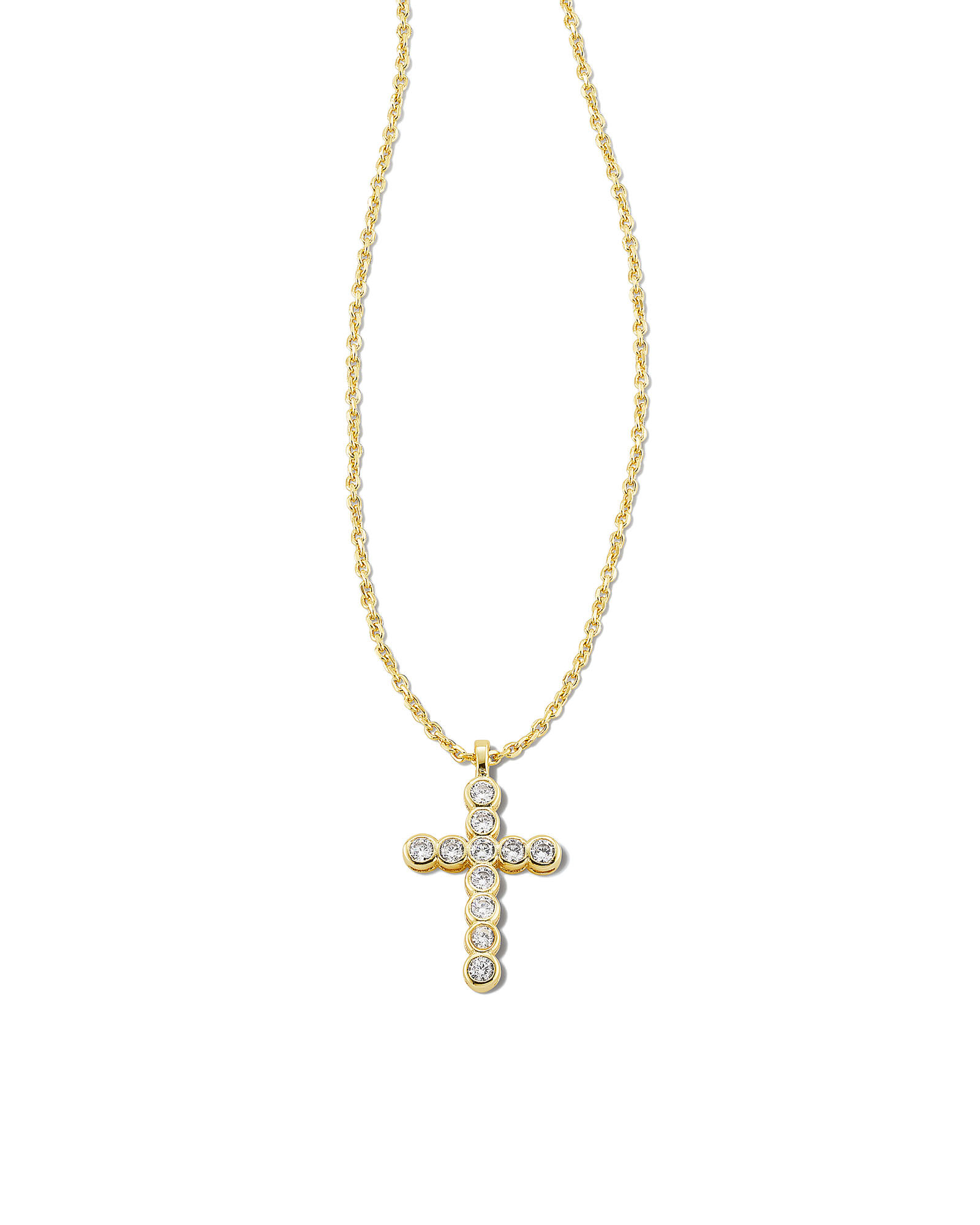 Kendra Scott Cross Gold Pendant Necklace in White CZ | Crystal | Kendra Scott