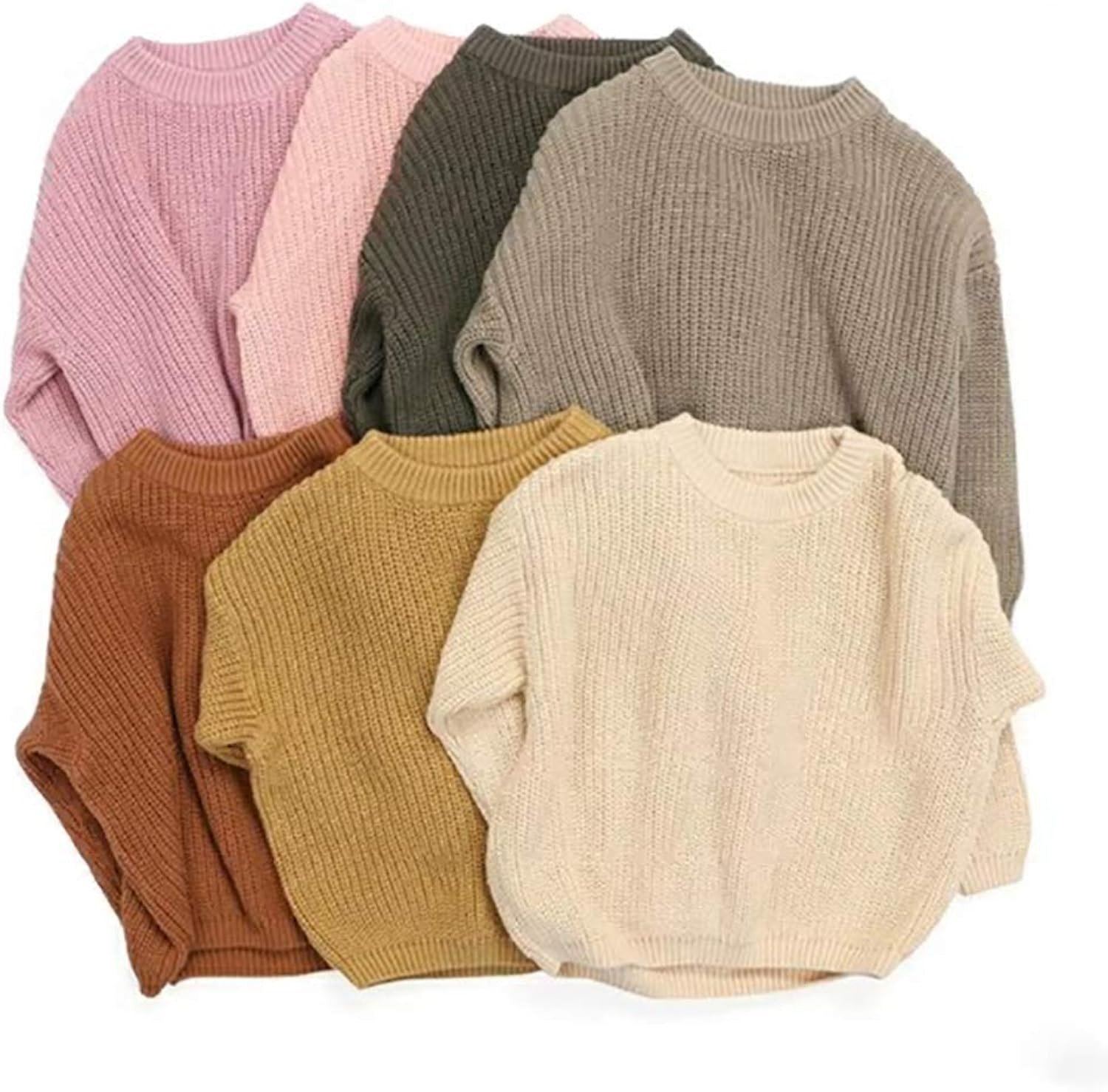 Toddler Baby Boy Girls Knit Sweater Casual Long Sleeve Crewneck Knitwear Thick Warm Pullover Tops Wi | Amazon (US)
