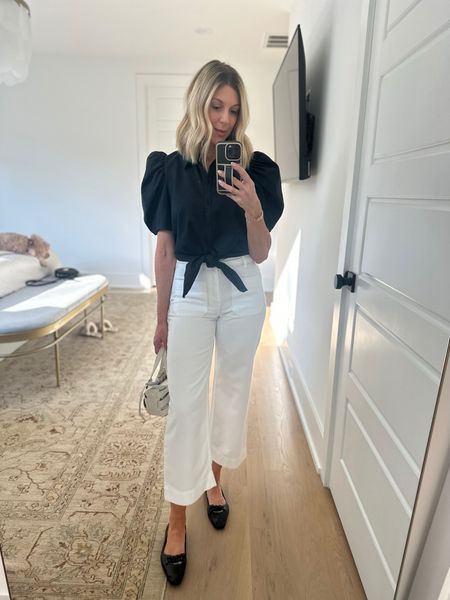 Monochrome chic with a twist! 💫 Puff sleeves, wide-leg pants, and ballet flats - the ultimate combo! Use code:followthefashionfind at Bella Dahl for 10% off!

#LTKsalealert #LTKover40 #LTKworkwear