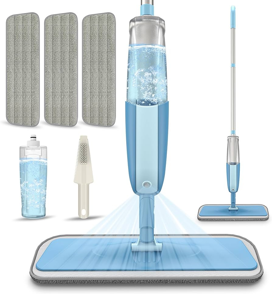 Spray Mops Wet Mops for Floor Cleaning - MEXERRIS Microfiber Dust Mop with 3X Washable Pads Floor... | Amazon (US)