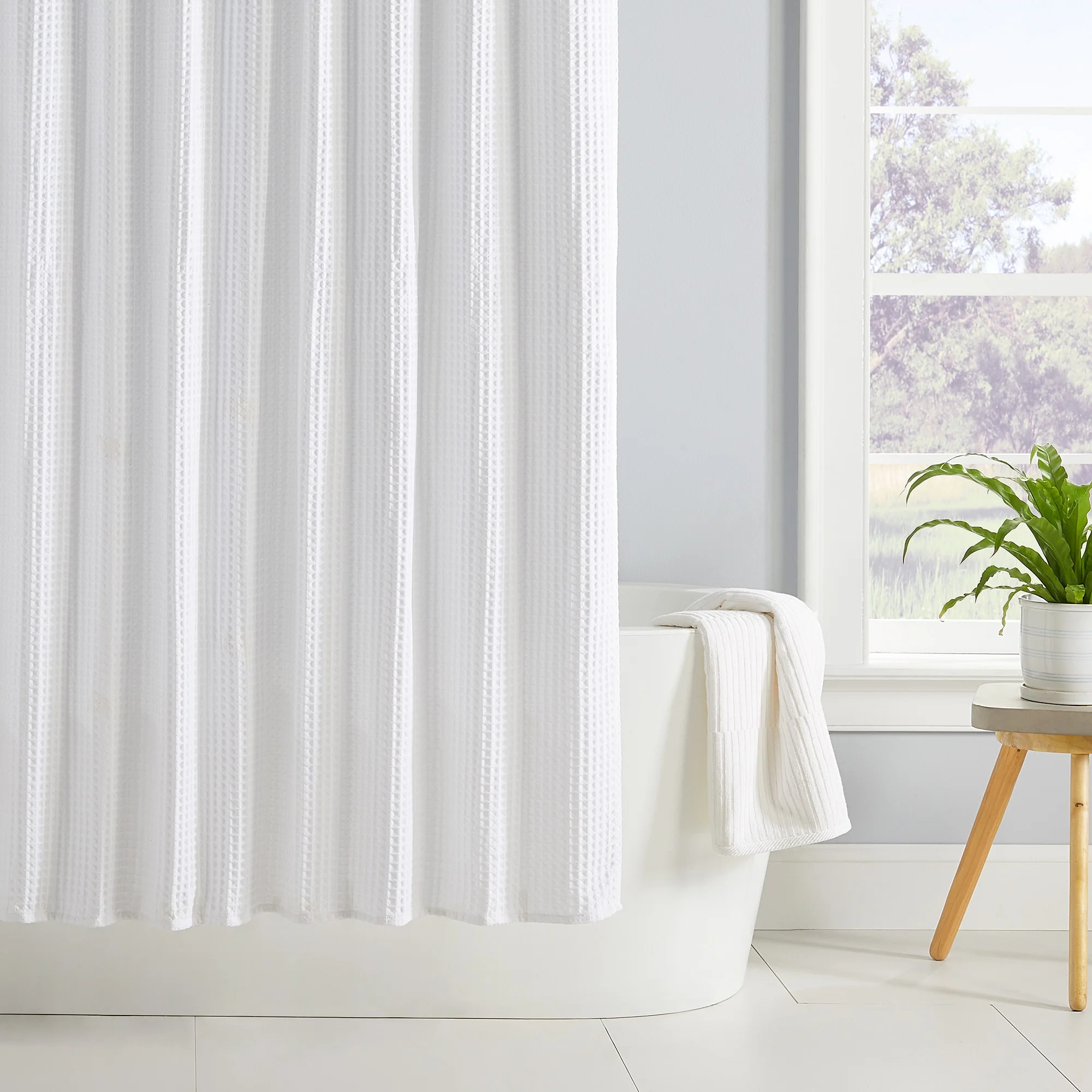 Better Homes & Gardens Chunky Waffle Weave Fabric Shower Curtain 72" x 72" | Walmart (US)