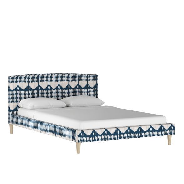 Curved Platform Bed California King Ikat Tonal Blue - Threshold™ | Target
