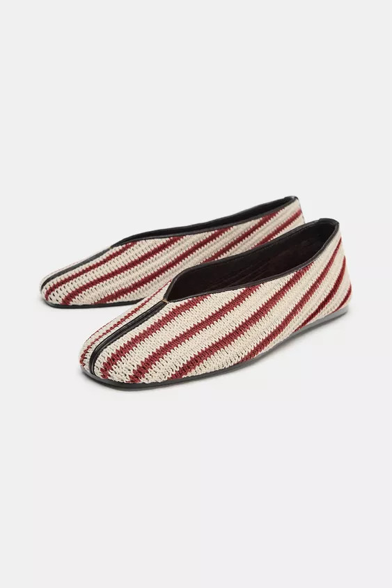 STRIPED FABRIC BALLET FLATS | Zara UK