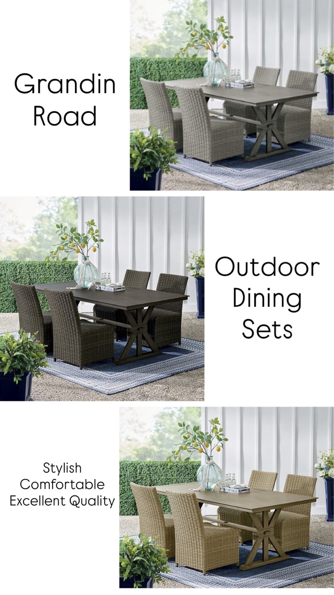 My outdoor dining set which is no longer made is from Grandin Road and we LOVE it! The quality is amazing! Found these 3 sets that are very similar and the new chocolate brown color is gorgeous! 

#LTKSeasonal #LTKHome #LTKSaleAlert