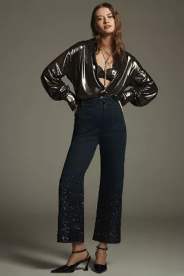 The Colette Cropped High-Rise Wide-Leg Jeans by Maeve: Sparkle Edition | Anthropologie (US)