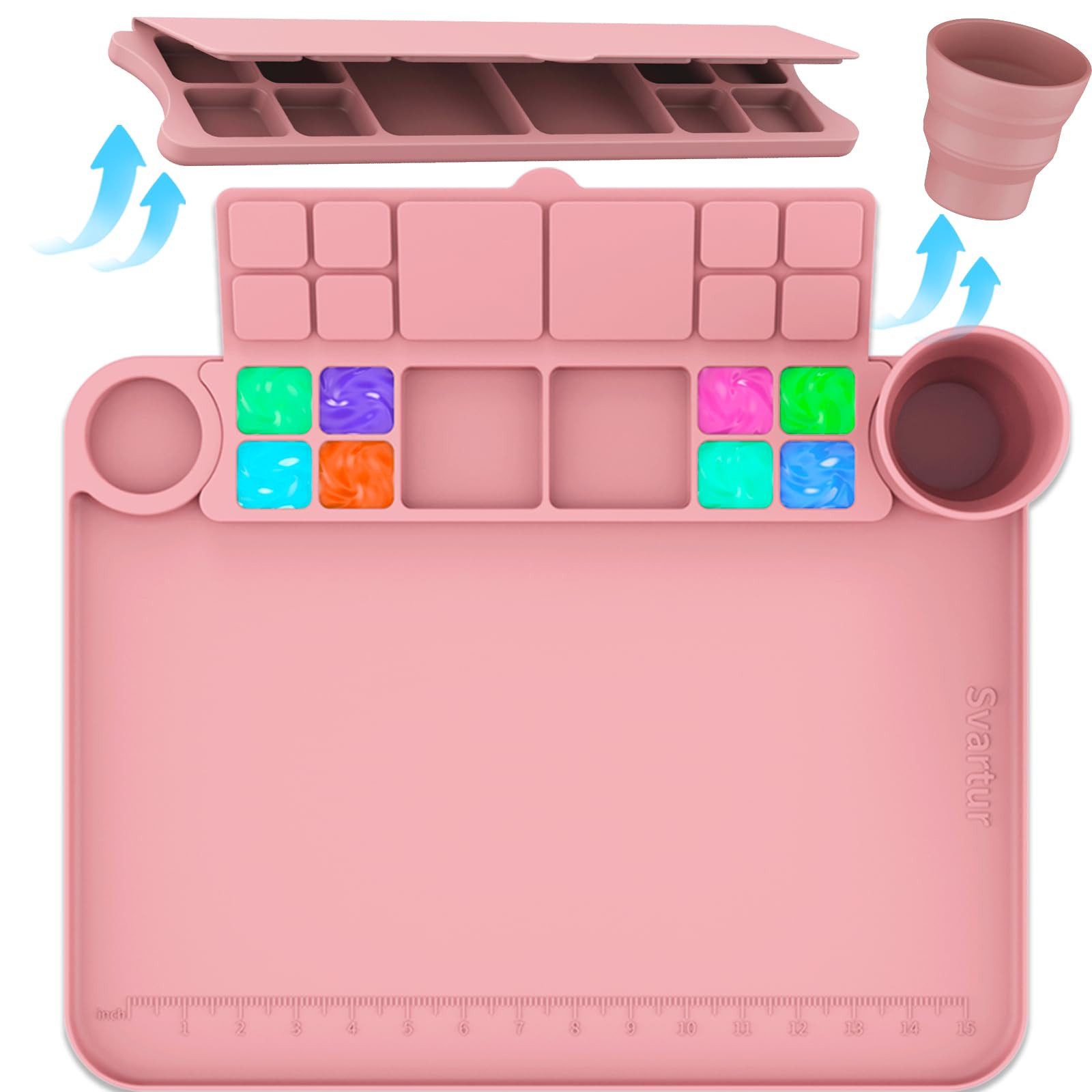 Silicone Art Mat - 17" X 13" With Cup and Palette, Raised Edge for Craft, Artist Creator Mat for ... | Amazon (US)
