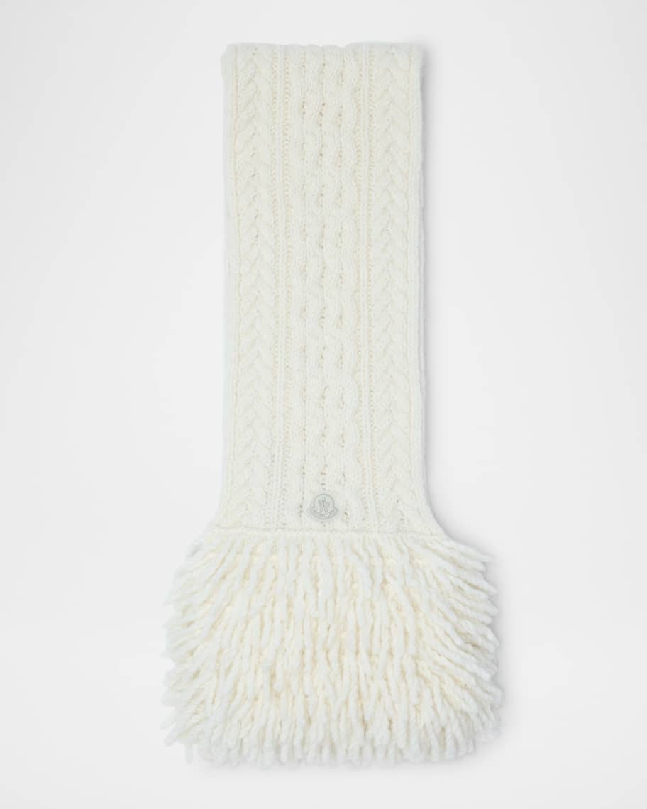 Moncler Fringe Cable-Knit Scarf | Neiman Marcus