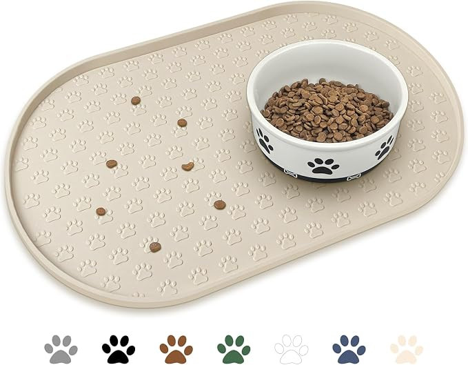KPWACD Pet Feeding Mat for Dogs and Cats, Silicone Dog Placemat Non-Slip Waterproof Bowl Mats Pre... | Amazon (US)