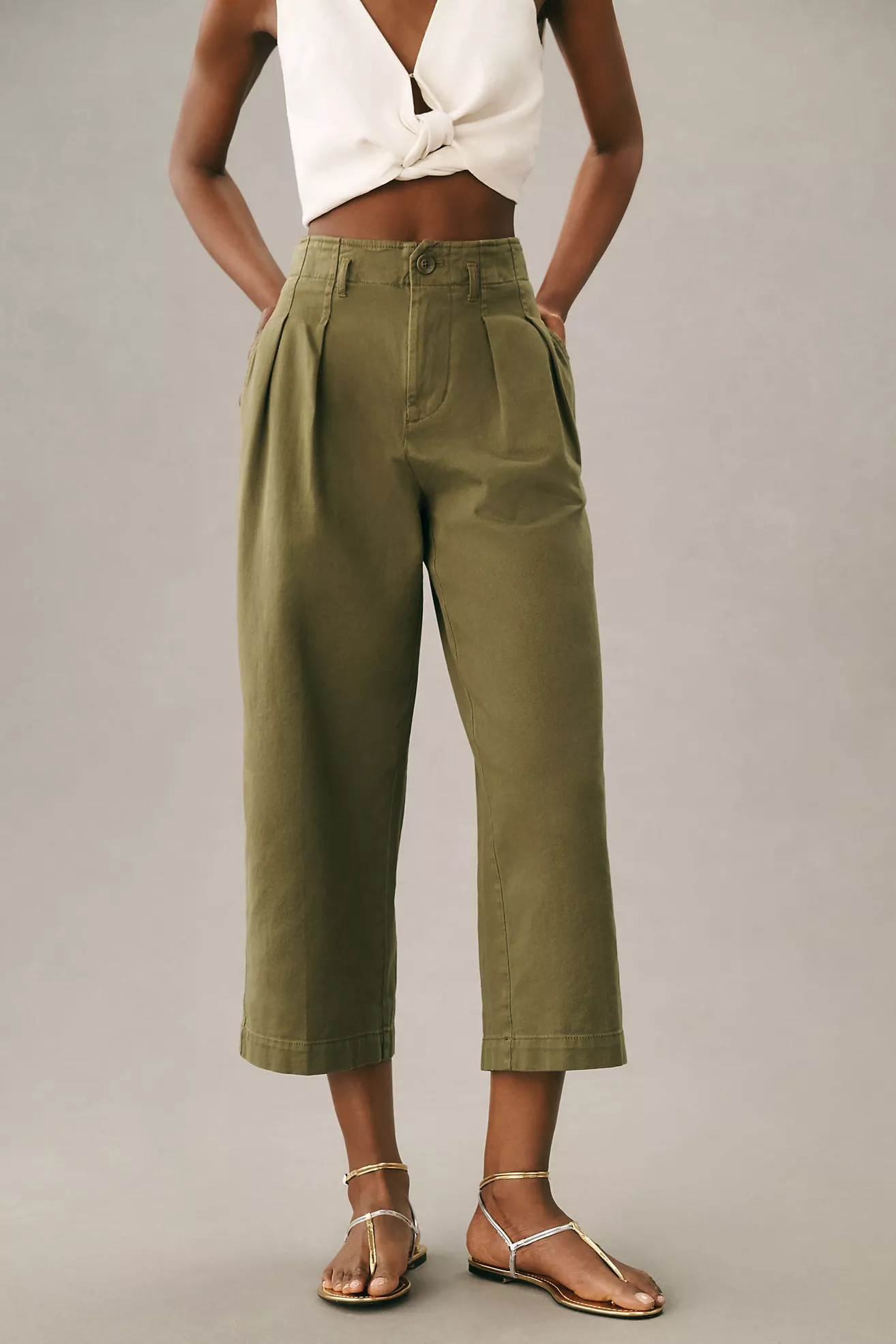 Maeve Remi Wide-Leg Crop Chino Pants | Anthropologie (US)
