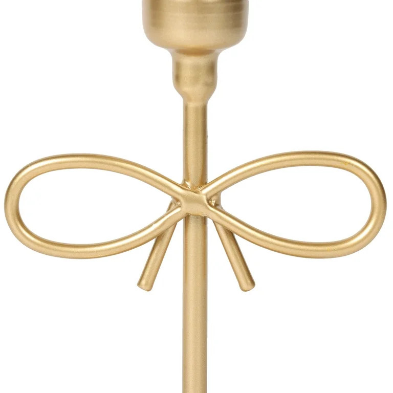 Home Decor Collection Gold Metal 5.91" Indoor Tabletop Taper Candleholder with Bow Accent | Walmart (US)