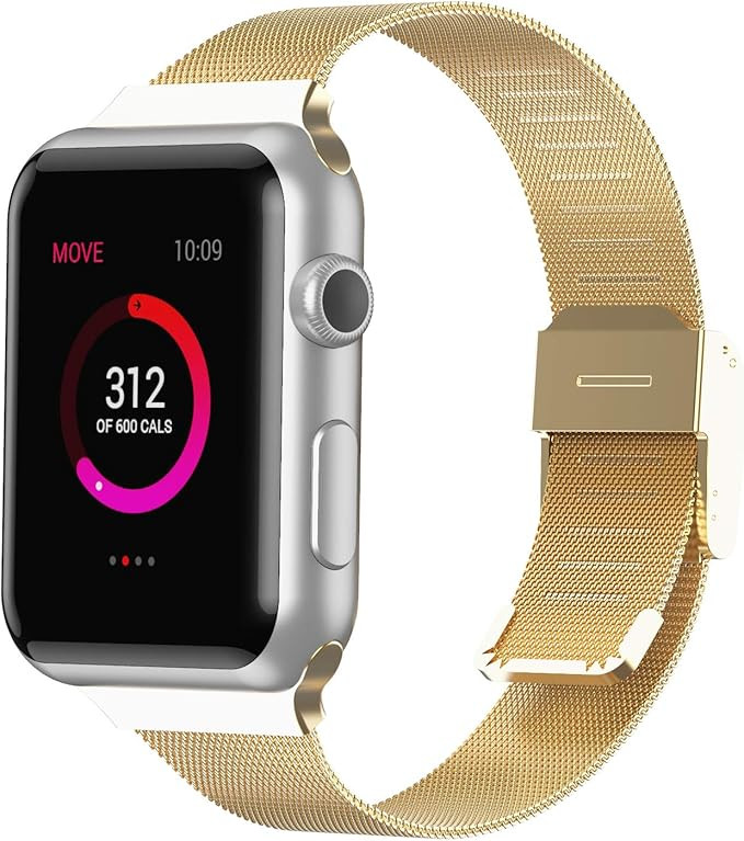 Compatible with iWatch 38mm 40mm 42mm 44mm, Stainless Steel Metal Narrow Small Soft Thin Replacem... | Amazon (US)