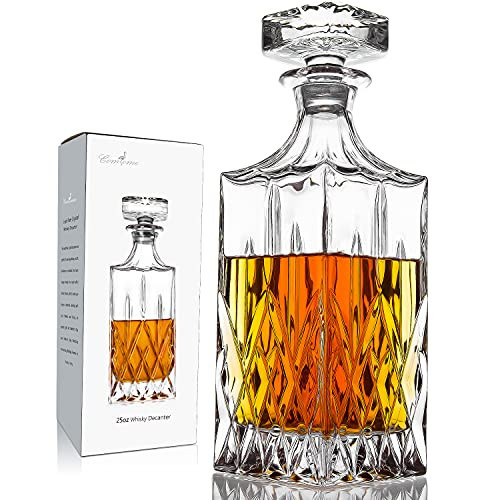 Whiskey Decanter With Glass Stopper ,25 oz Liquor Decanter For Alcohol , Wine , Scotch , Brandy or Bourbon Decanter , Lead-Free Crystal Decanter | Amazon (US)