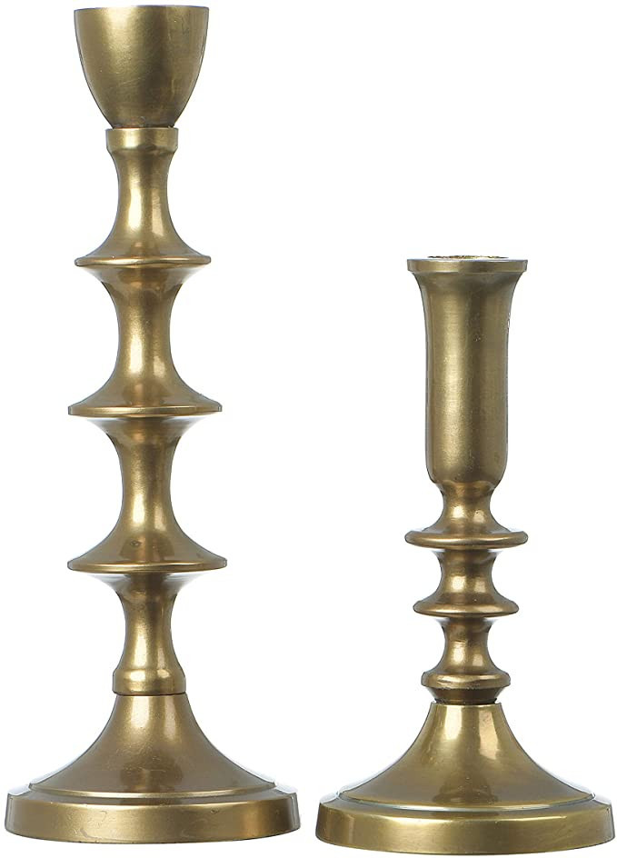 Creative Co-Op Gold, Set of 2 Taper Holder, Black | Amazon (US)