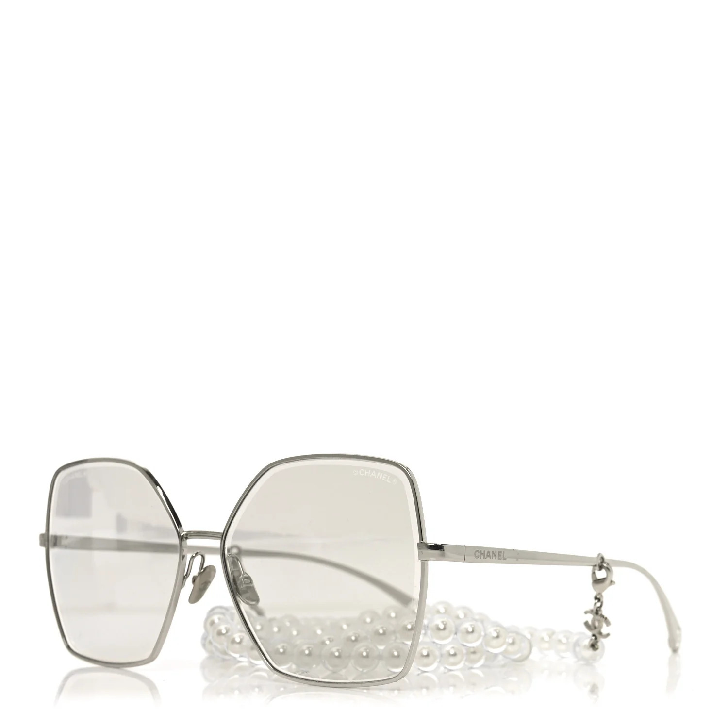 Butterfly Removable Pearl Chain Sunglasses 4262 Silver | FASHIONPHILE (US)