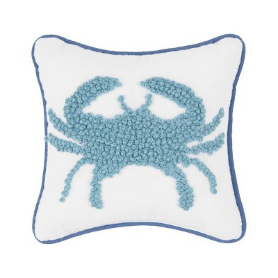 C&F Home 8" x 8" Blue Crab French Knot Small/Petite Hooked Accent Throw Pillow | Target