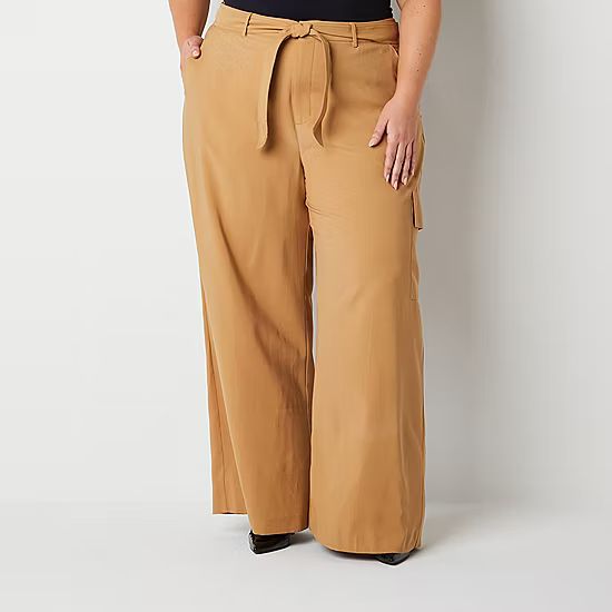 new!Worthington Womens Mid Rise Wide Leg Cargo Pant-Plus | JCPenney