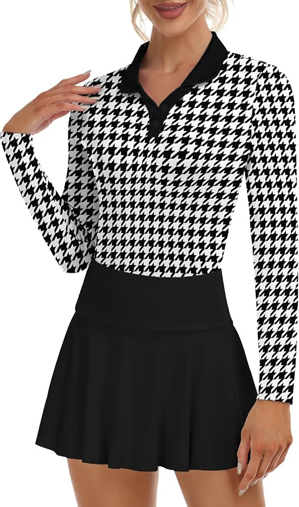 Soneven Women's Golf Polo Shirts - Moisture Wicking Long Sleeve Collared V-Neck | Amazon (US)