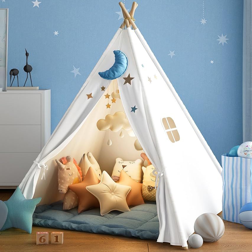 Kids Teepee Tent for Girls or Boys with Carry Case, Foldable Play Tent for Kids or Toddler Suit for  | Amazon (US)