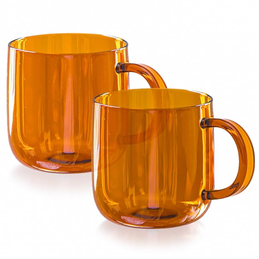 Serro Glass Mugs for Coffee - Durable Glass Coffee Cups with Handle (12 oz) - Borosilicate Amber ... | Amazon (US)