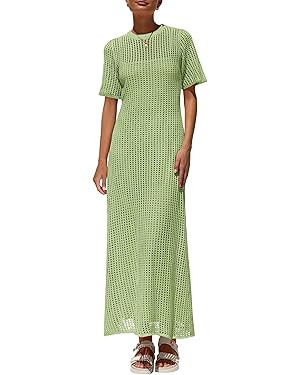 PRETTYGARDEN Womens Eyelet Cover Up Dress 2025 Summer Vacation Resort Maxi Dresses Beach Short Sl... | Amazon (US)