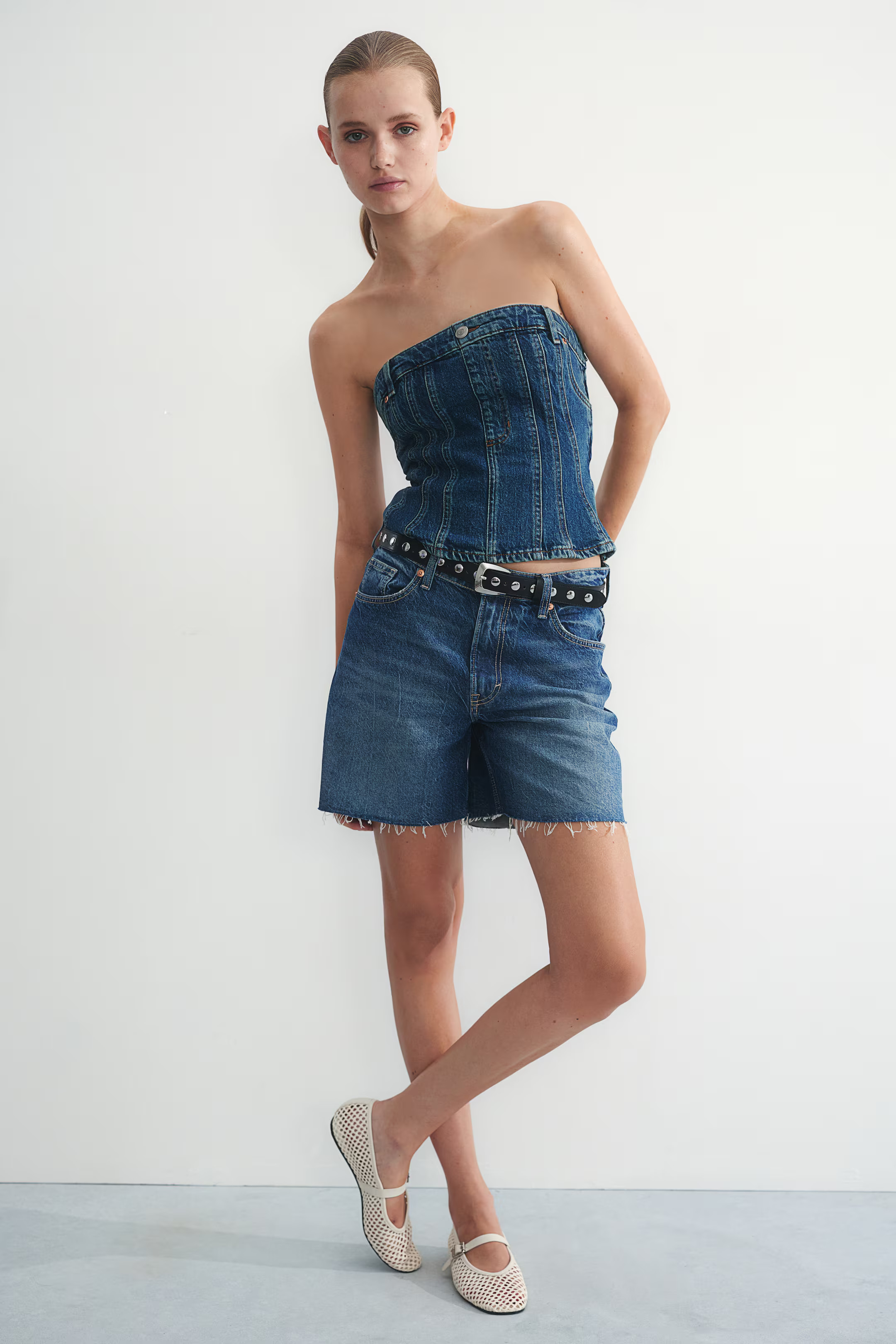 Denim Bustier - Regular length - Denim blue - Ladies | H&M US | H&M (US + CA)