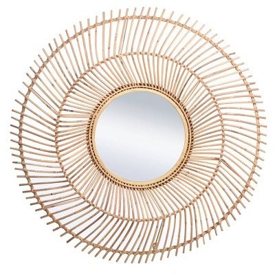 Round Natural Elana Burst Wall Mirror Rattan Finish - StyleCraft | Target