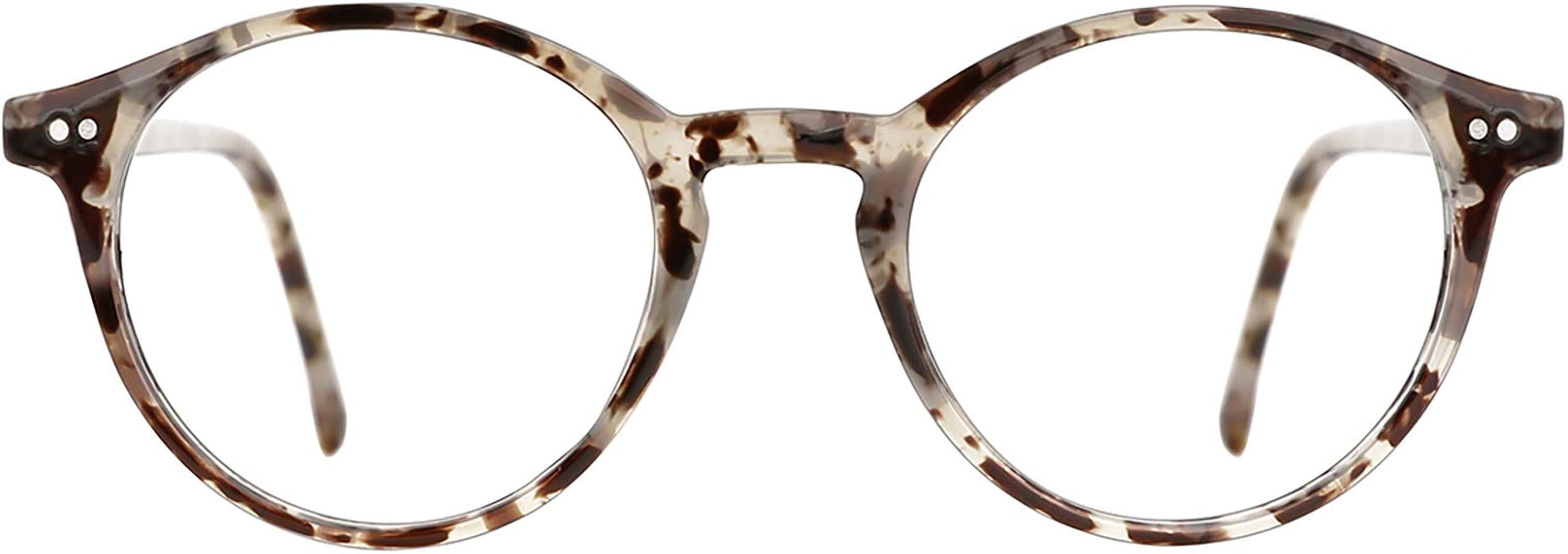TIJN Blue Light Blocking Glasses Men Women, Vintage Round Rim Frame Eyeglasses, Anti Eye Strain, Hea | Amazon (US)