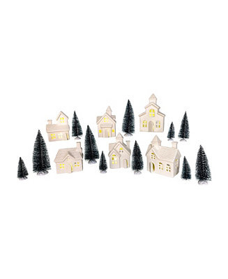 Kurt Adler Lighted Porcelain House 24-Piece Set - Macy's | Macy's