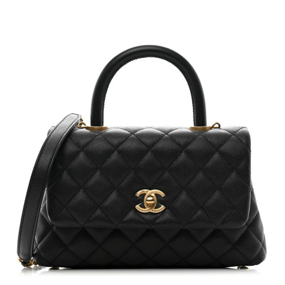 Caviar Quilted Mini Coco Handle Flap Black | FASHIONPHILE (US)