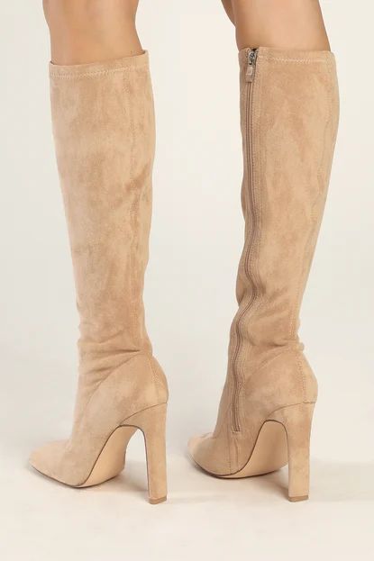 Loriah Light Nude Suede Square Toe Knee High Boots | Lulus (US)