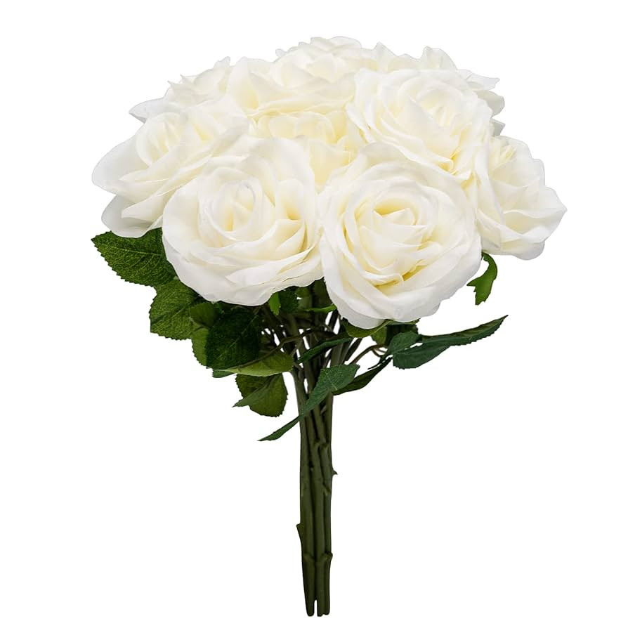 Artificial/Fake/Faux Flowers - Rose White 10PCS for Wedding, Home, Party, Restaurant | Amazon (US)