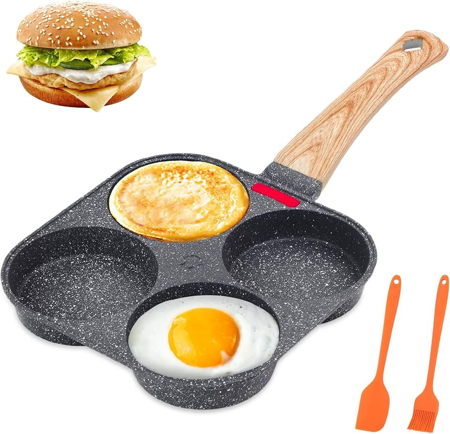 4-Cup Egg Pan Nonstick, Healthy Aluminum Omelette Pan, Breakfast Omelette Skillet for Fried Eggs ... | Amazon (US)