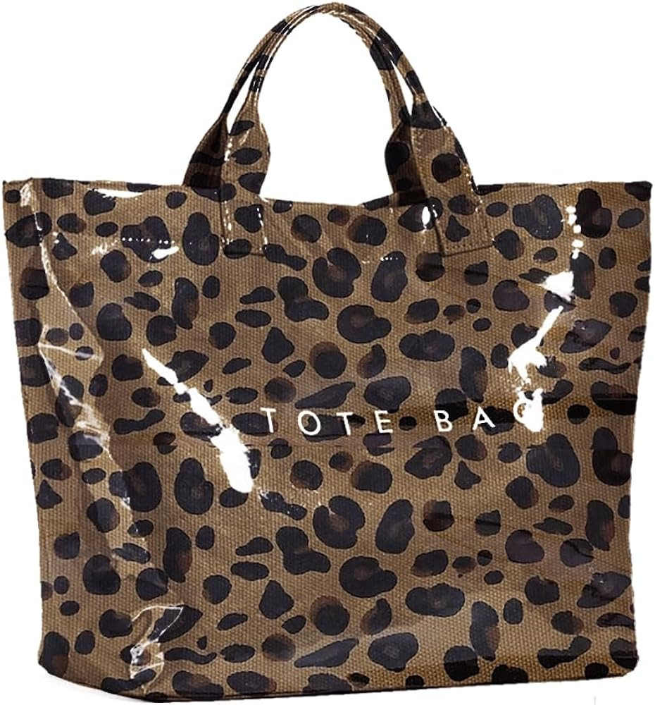 KAMEILONG Women's Large PVC Tote Bag Letters Print Handbags Paper Shoulder Bag Clear Shopping Hob... | Amazon (US)