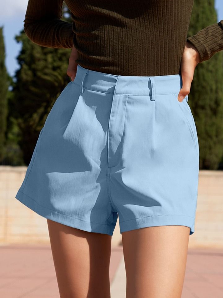 SHEIN Essnce High Waist Plicated Detail Shorts | SHEIN
