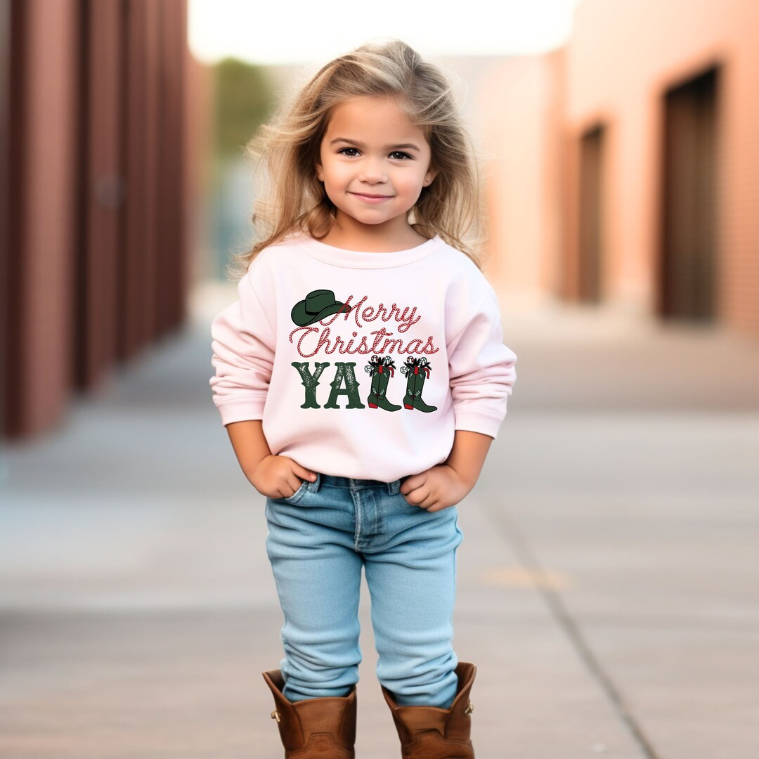 Merry Christmas Yall Shirt Christmas Tee Holiday Graphic Tee Toddler, Youth Sweatshirt Festive Sh... | Etsy (US)