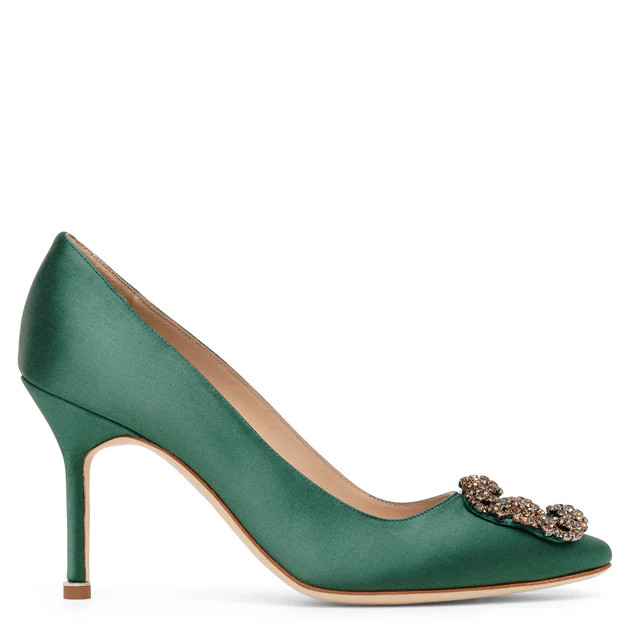 Hangisi 90 green satin pumps | Shop Savannahs (US)