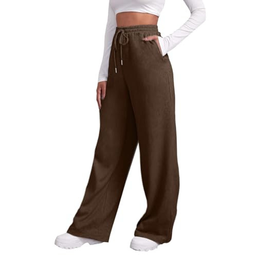 XUIXNW wide leg sweatpants women，baggy sweatpants for women，sweat pants for womens Brown S | Amazon (US)