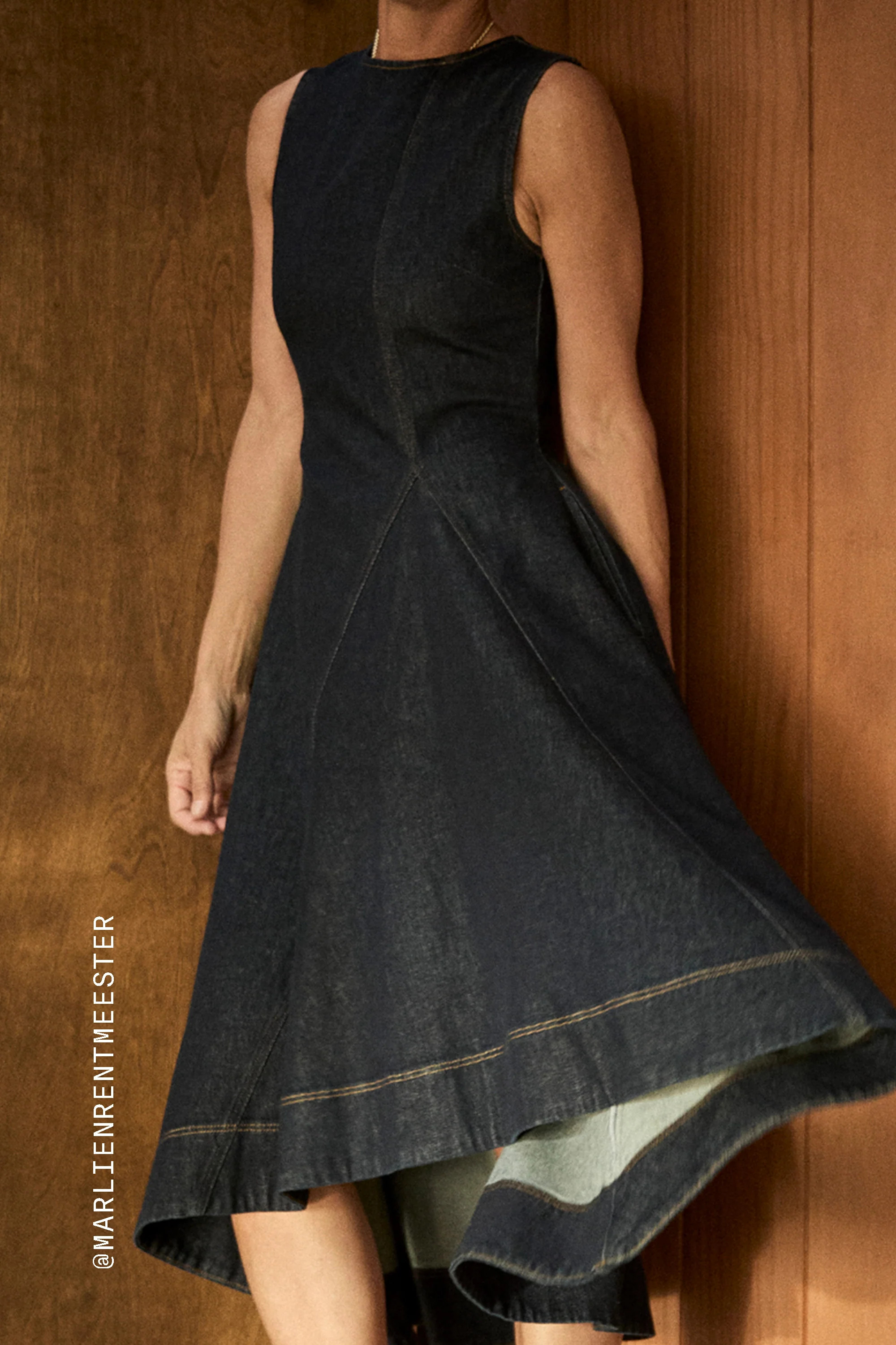 ALIGNE Sleeveless Denim Midi Dress - Blue | Liberty | ALIGNE USA