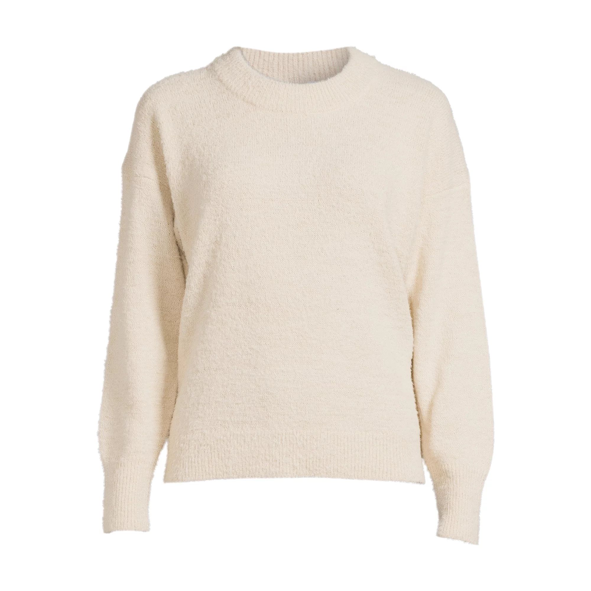 Time and Tru Women's Long Sleeve Eyelash Crewneck Pullover Sweater, Sizes XS-XXL | Walmart (US)