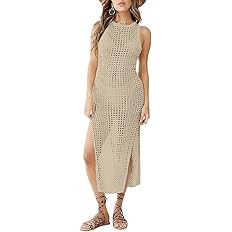 AILUNSNIKA Tunic Swimwear Cover Up Crochet Hollow Beach Bikini Dress for Women | Amazon (US)