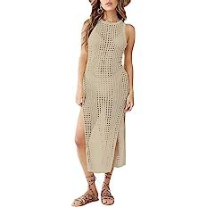 AILUNSNIKA Tunic Swimwear Cover Up Crochet Hollow Beach Bikini Dress for Women | Amazon (US)