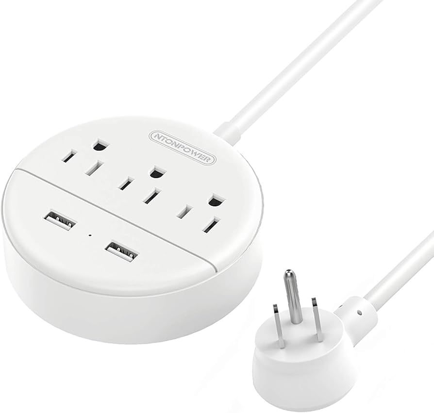 Flat Plug Power Strip with USB Ports, NTONPOWER Nightstand Desktop Charging Station with 5ft Shor... | Amazon (US)