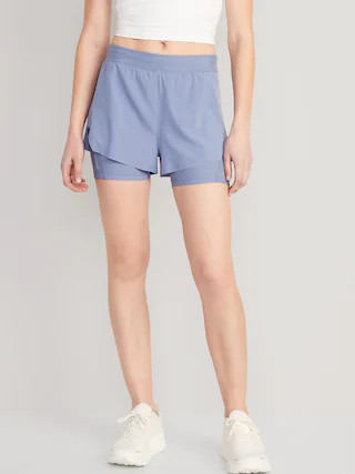 High-Waisted 2-in-1 StretchTech Run Shorts + Biker Shorts for Women -- 3-inch inseam | Old Navy (US)