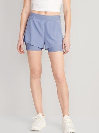 High-Waisted 2-in-1 StretchTech Run Shorts + Biker Shorts for Women -- 3-inch inseam | Old Navy (US)